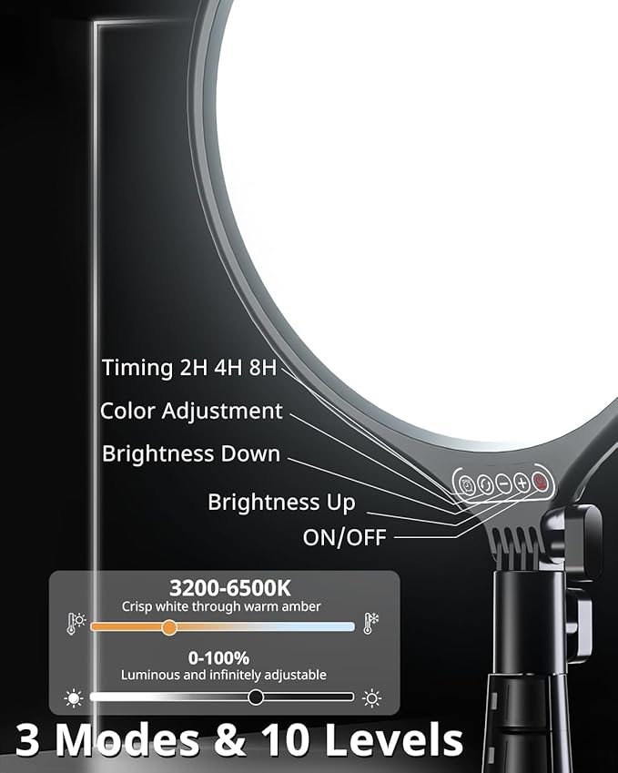 UBeesize 10" LED Light with 62" Tripod Stand, Phone Holder & Remote - Image 3