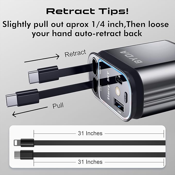 Fast Car Charger 4 in 1 Retractable Car Charger 69W - Image 4