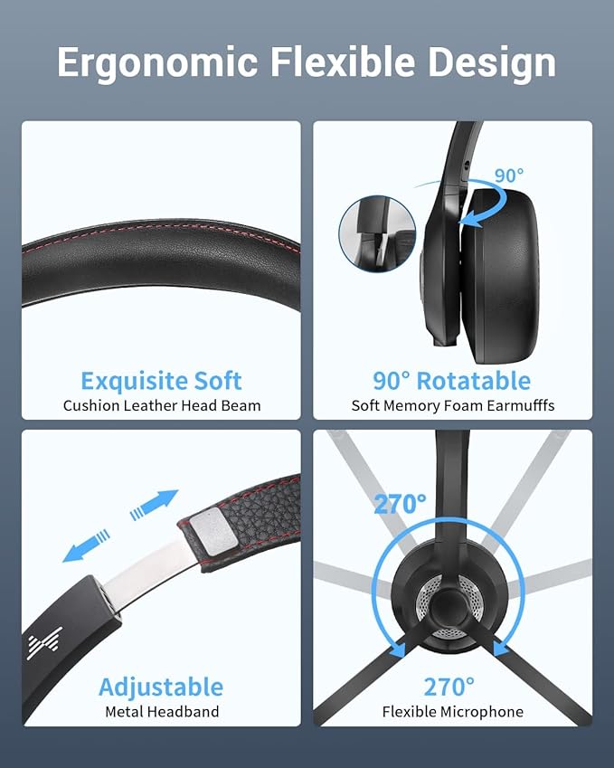Wireless Headset with AI Noise Cancelling Microphone Bluetooth Headset - Image 5