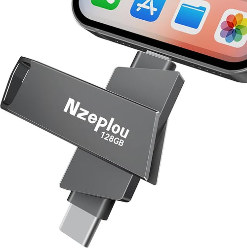 128GB Flash Drive for iPhone iPad, USB3.0 High-Speed Memory Stick No App Needed by Nzeplou-US