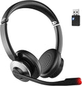 Wireless Headset with Mic for Work, Wireless Headphones with Mic & USB Dongle by Earbay