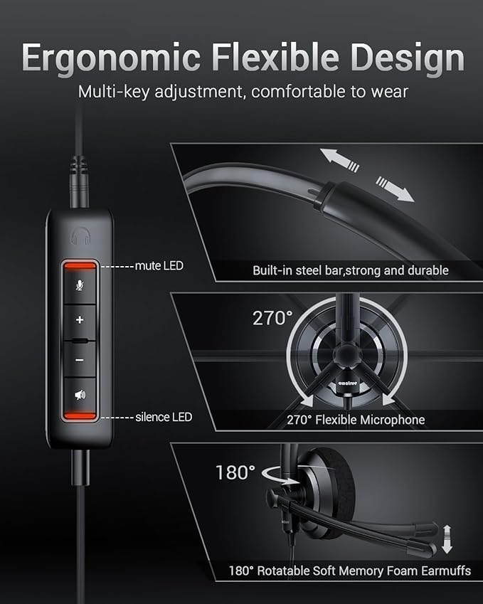 USB Headset with Microphone for PC - Image 4