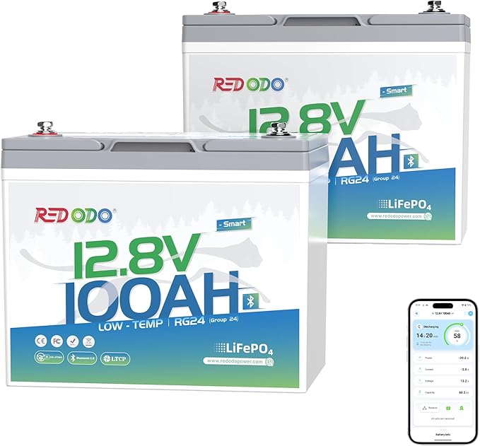 Redodo 12V 100Ah LiFePO4 Battery Bluetooth, Low-Temp Protection BCI Group 24 by PrimeDayRedodoSaveup55
