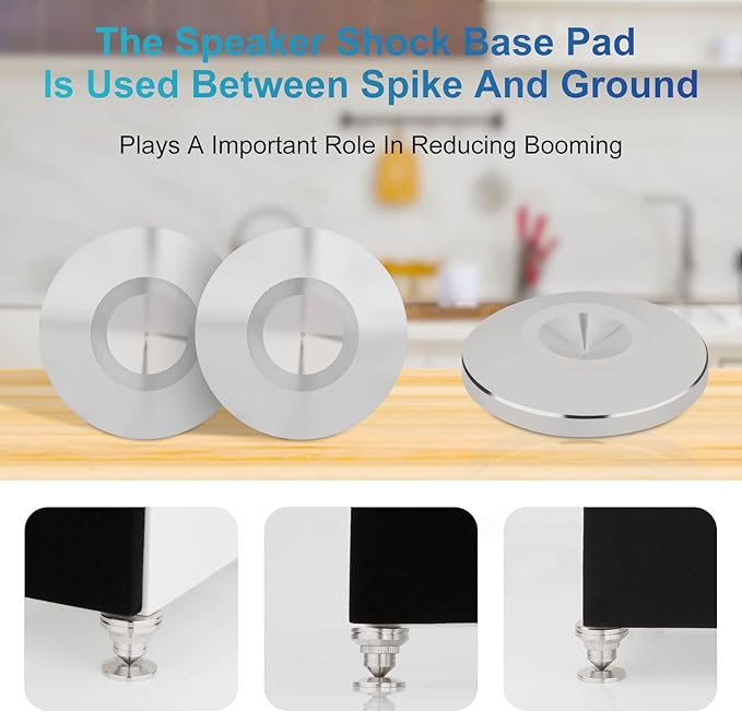 Preffair 4Pcs Stainless Steel Audio Speaker Spike Pads Mats Speaker Isolation - Image 4