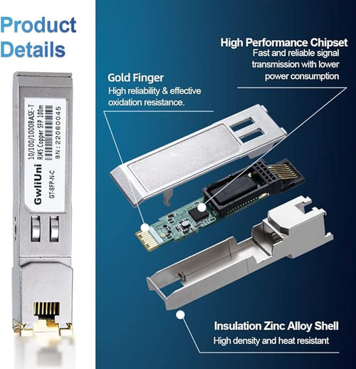 10Pcs 1.25Gbps RJ45 Copper SFP, 10/100/1000Base-T transceiver Module 100m - Image 2