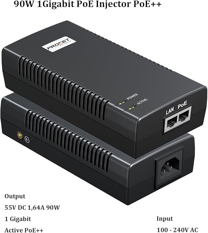 PROCET Gigabit PoE Iniector 90W PoE++ Power Injector - Image 2