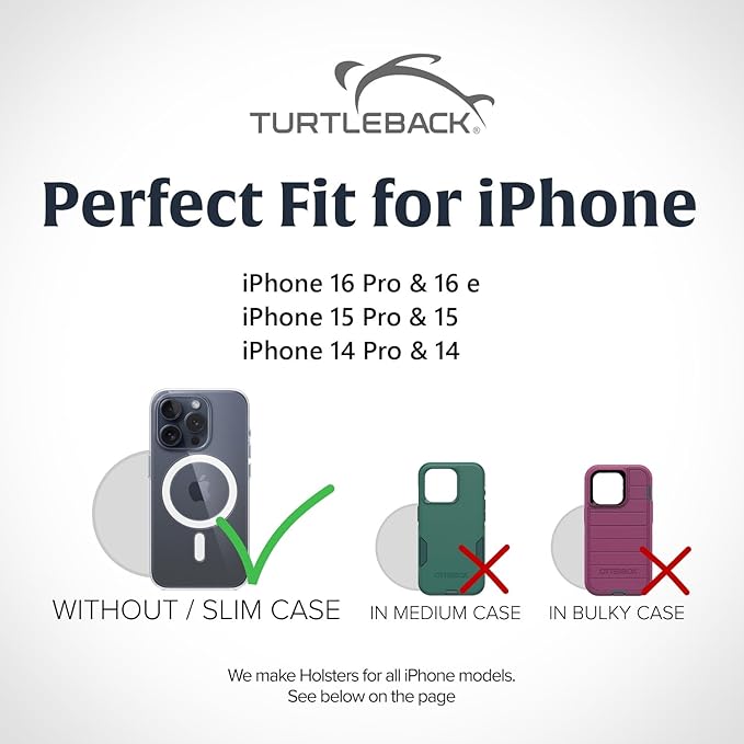 Turtleback Belt Holder for iPhone 16 Pro, 15 pro 14 Pro 13 Pro -Small- Fits - Image 2