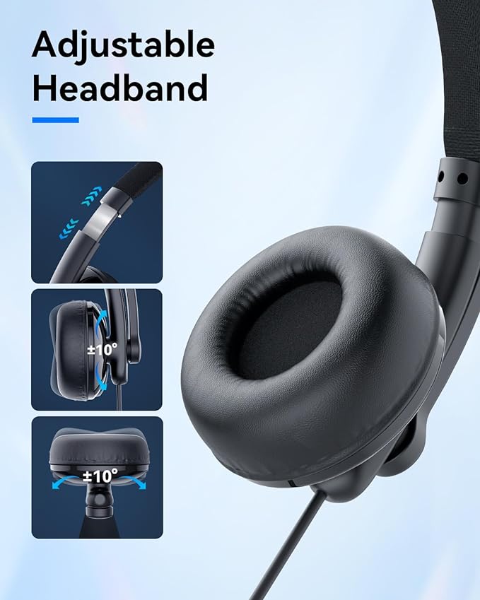 EMEET HS50 Wired Headset with Mic, On-Ear Computer Headphones with Noise - Image 3