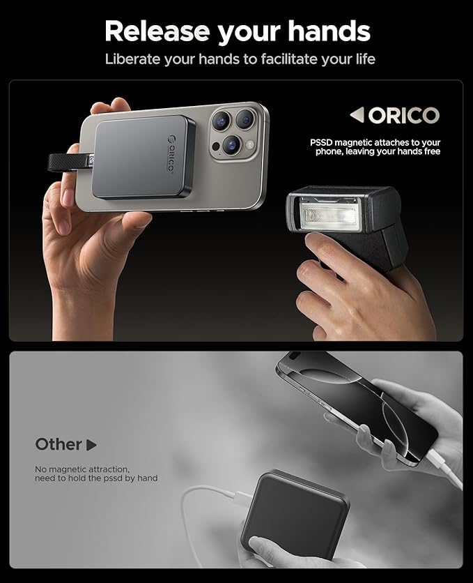 ORICO 1TB Magnetic SSD, PD100W Charging, 4K ProRes HDR, 1000MB/s USB 3.2 - Image 6