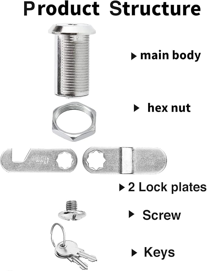 Cabinet Cam Locks Keyed Alike, 1-1/8'' Fits on 7/8'' Max Door Thickness - Image 2