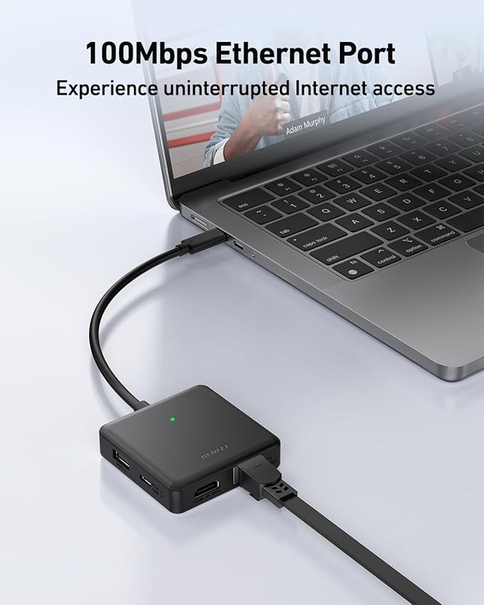 BENFEI USB C HUB 6in1 with HDMI, 100Mbps Ethernet, 100W Power Delivery - Image 4