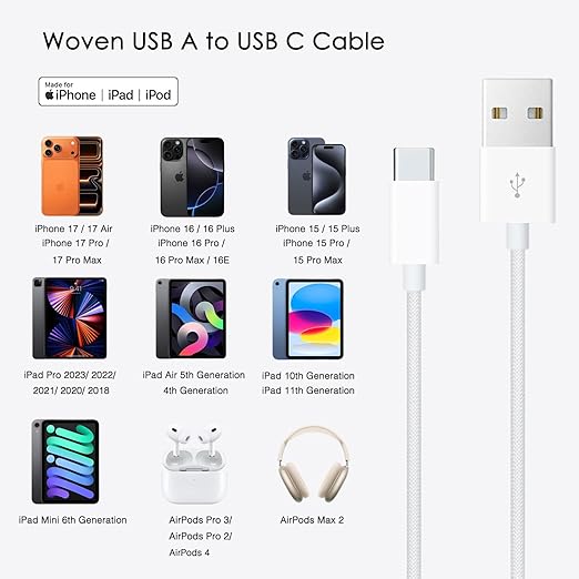 6ft USB A to USB C CarPlay Cable - Image 4