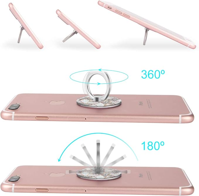 Bonoma Phone Ring Grip, 3 Pack Geometric Marble 360 Degree Rotation 180 Degree - Image 4