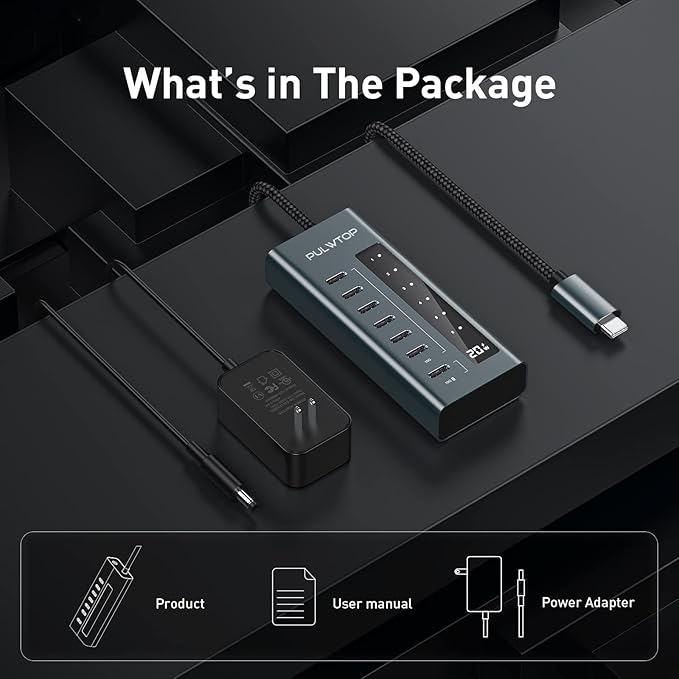 USB C Hub for Laptop, 7 in 1 10Gbps USB Adapter Support Data & Charging - Image 6
