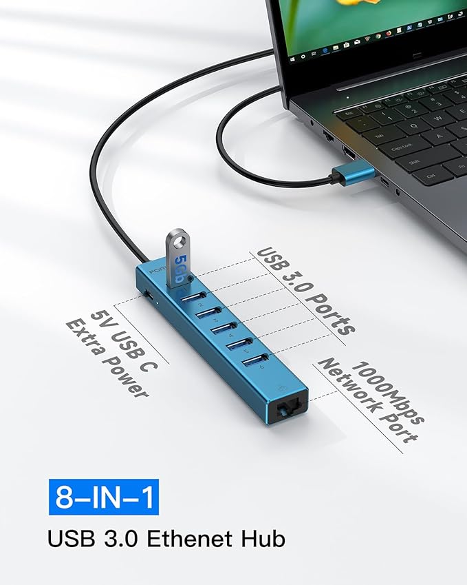 7 Ports USB 3.0 Hub, USB to Network HUB - Image 3