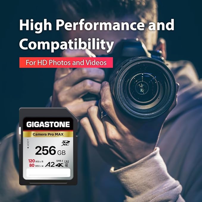 GIGASTONE 256GB 2-Pack SD Card, 4K Camera Pro MAX, A2 4K SDXC Memory Card High - Image 4