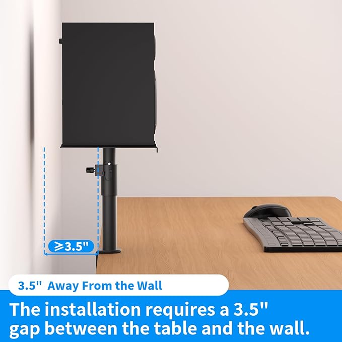 suptek Clamp-on Speaker Stand Desk Mount Set, Height Adjustment, 9.6 x 8.8 inch - Image 5