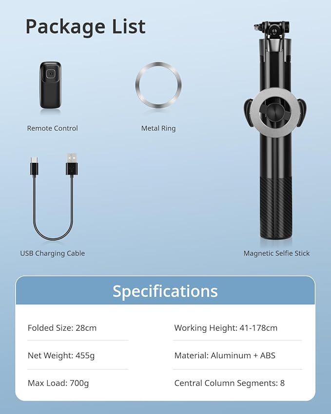 Magnetic Tripod for iPhone, Extendable Cell Phone Stand for Recording Travel - Image 9
