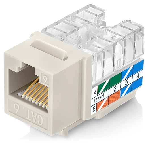 Everest 90° Angled RJ45 Cat6 Keystone Jacks 20-Pack in Light Almond by EverestMediaSolutions