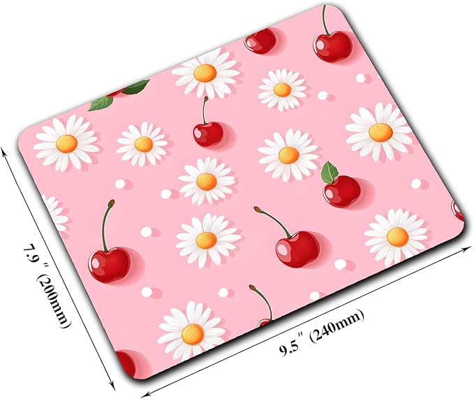 Pink Daisy Cherry Mouse Pads for Desk, Portable Wireless Computer Mouse pad - Image 2