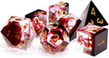Haxtec Sharp Edge DND Dice Set Red Blood Swirls Resin Dice D&D Dice by HaxtecDice