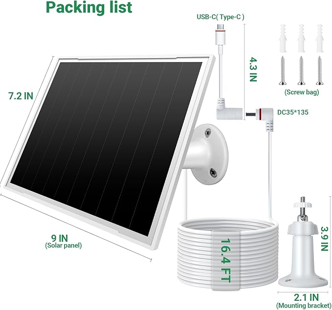 2-Pack Solar Panel Charger for Ring Camera, 8W High-Efficiency - Image 6