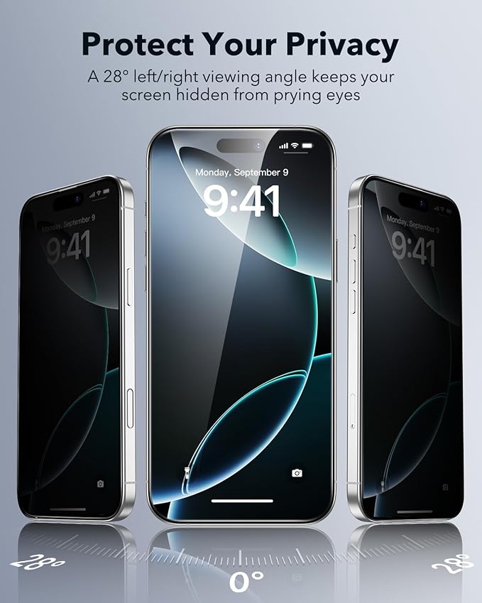ESR 3 Pack for iPhone 16 Pro Privacy Screen Protector, Anti-spy Tempered-Glass - Image 3