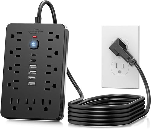 10 FT Flat Plug Surge Protector Power Strip, 11 Multiple AC Outlets by Unknown