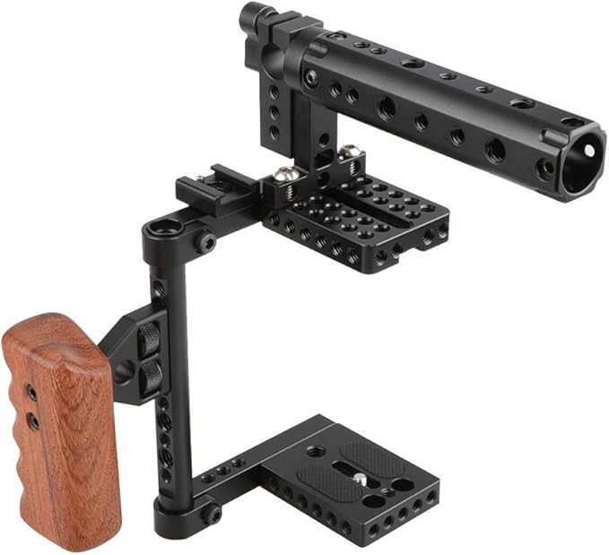 CAMVATE DSLR Camera Cage Top Handle Wood Grip Compatible - Image 6
