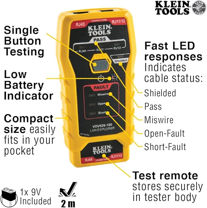 Klein Tools VDV026-813 RJ45 Ethernet Cable Tester and Crimper Kit, Pass-Thru - Image 2