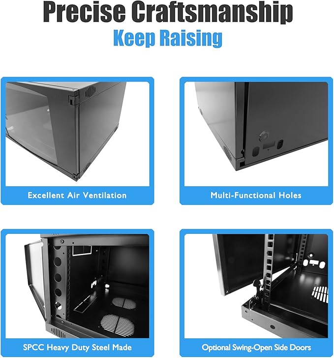 RAISING ELECTRONICS 22U Wall Mount Network WiFi Server Cabinet Rack Enclosure - Image 4