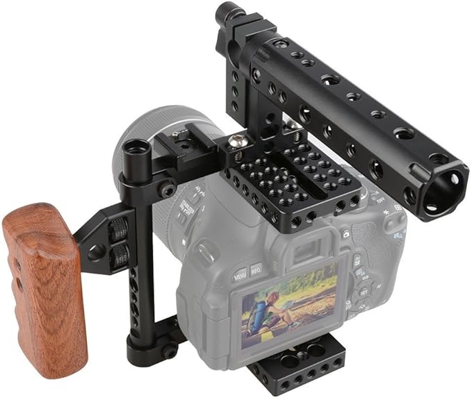 CAMVATE DSLR Camera Cage Top Handle Wood Grip Compatible - Image 8
