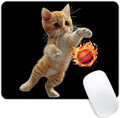 Square Mouse Pad Playful Orange Kitten Basketball on Fire-1, Gaming Mouse Pads by Goodsprout