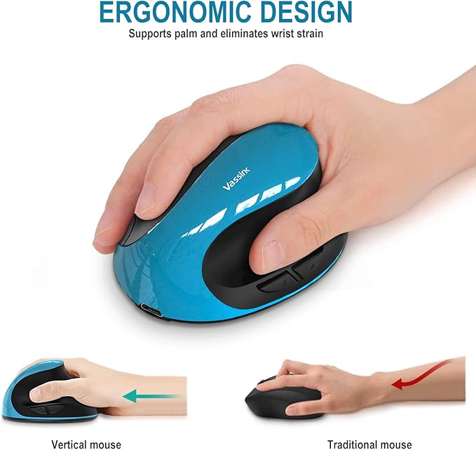 Vassink Ergonomic Mouse, Rechargeable Wireless Mouse Right Handed Small Mouse - Image 6