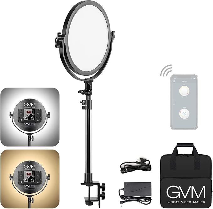GVM Desk Mount LED Video Light, Bi-Color Professional Light by GVMGreatVideoMaker