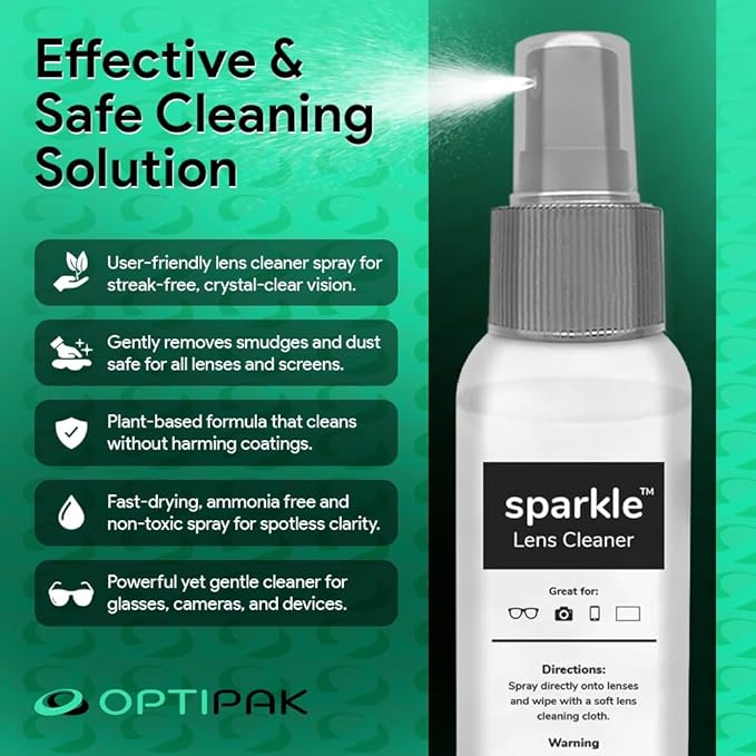 Sparkle Anti-Reflective Lens Cleaner Spray kit | 2oz Glasses Cleaner Spray + - Image 2