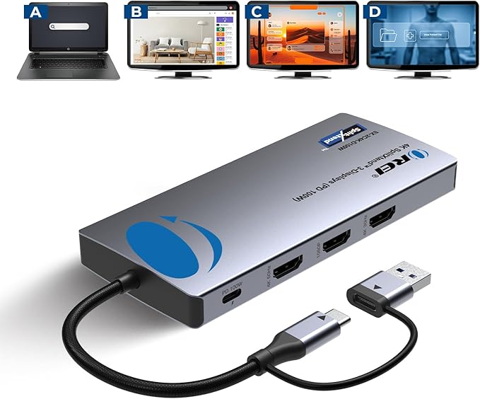 OREI SplitExtend Laptop Docking Station 3 Monitors by OREI