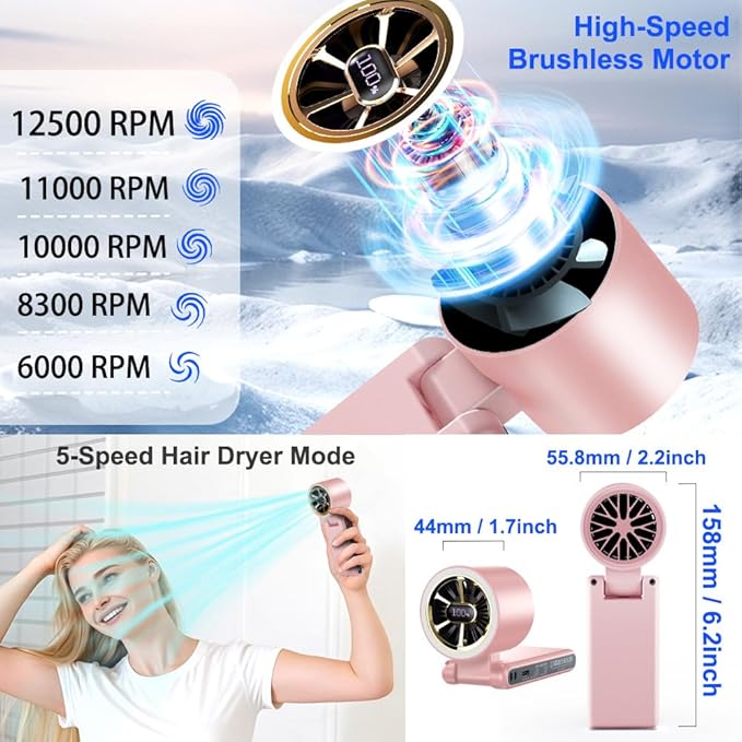 CAZOKASI Rechargeable Strong Wind Handheld Fan - Image 4