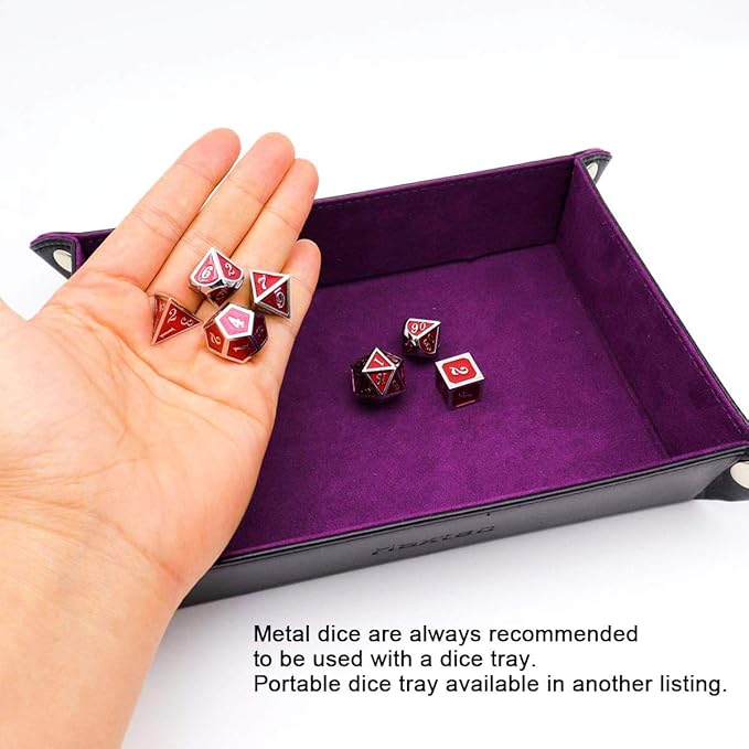 Haxtec Metal Dice Set D&D Red Silver DND Dice Set - Image 7