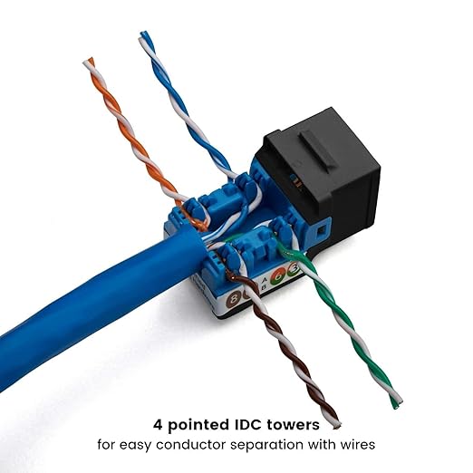 trueCABLE Cat6A Keystone Jack, Unshielded, 90 Degree Punch-Down, UL Listed - Image 4