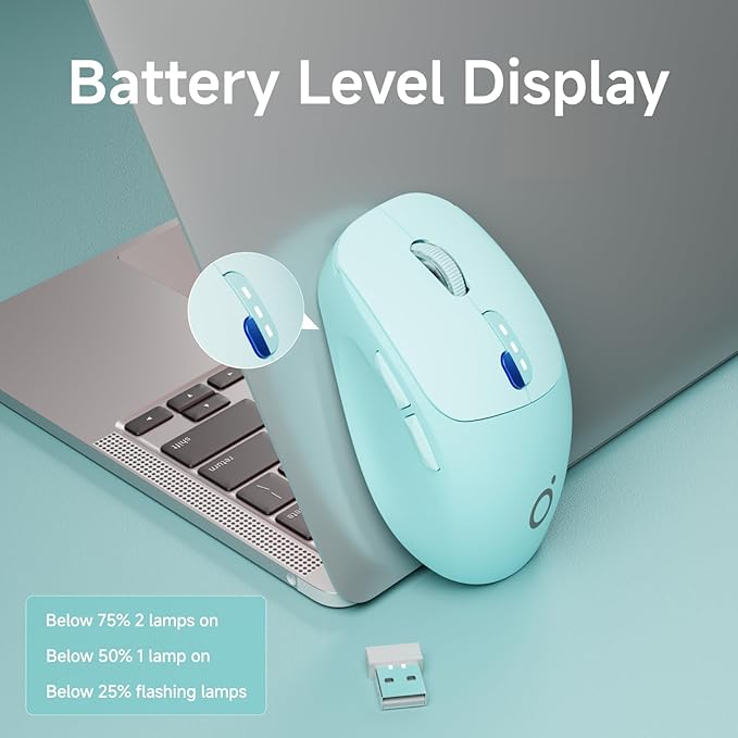 EWEADN Q5 Wireless Mouse, Battery Level Display, Ergonomic Office Mouse - Image 8