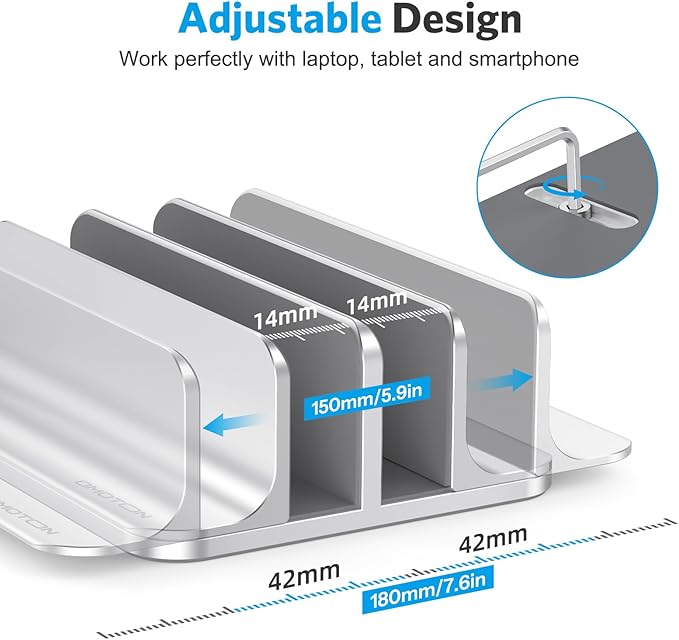 OMOTON Vertical Laptop Stand, Double Desktop Stand Holder - Image 4
