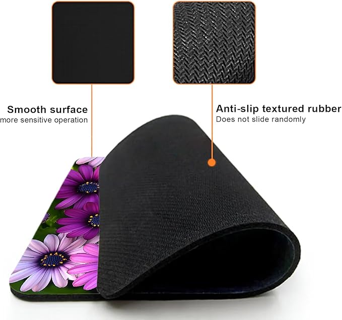 Mouse Pad, Cute Purple Floral Plants Mouse Pads - Image 3