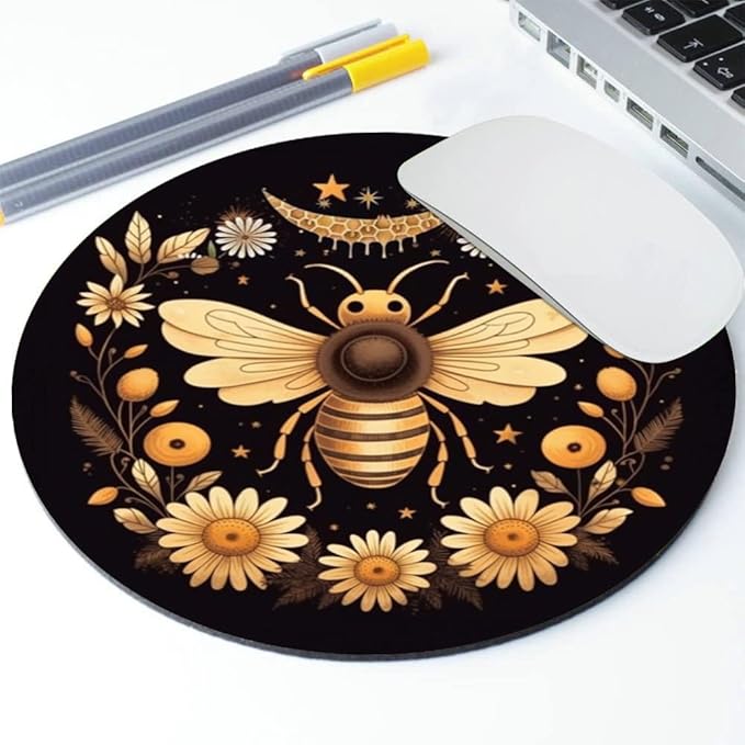 Bees Round Mouse pad Customized Mousepad Non-Slip Rubber Base Mouse Pads - Image 2