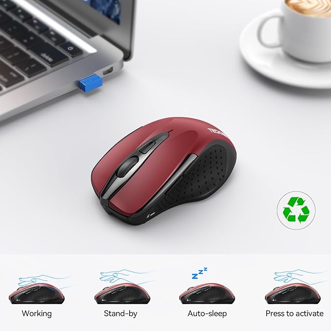TECKNET Wireless Mouse Silent 4800 DPI Computer USB A & Bluetooth Mouse 6 - Image 8