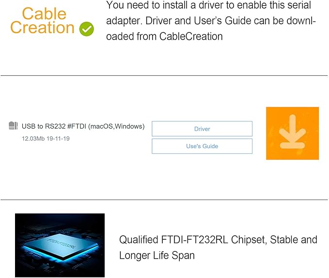 CableCreation USB to RS232 Serial Adapter, 10 Feet USB to DB9 Female Converter - Image 6