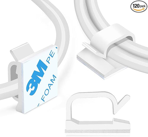 120 Pcs XHF Adhesive Cable Wire Clips White, Cable Staples Outdoor Cable by XHF