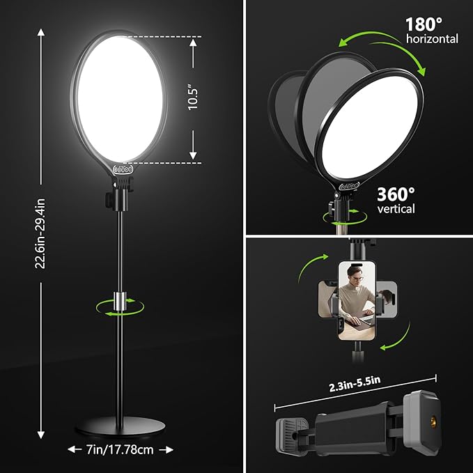 Aureday 10.5” Dimmable Desktop Ring Light - Image 7
