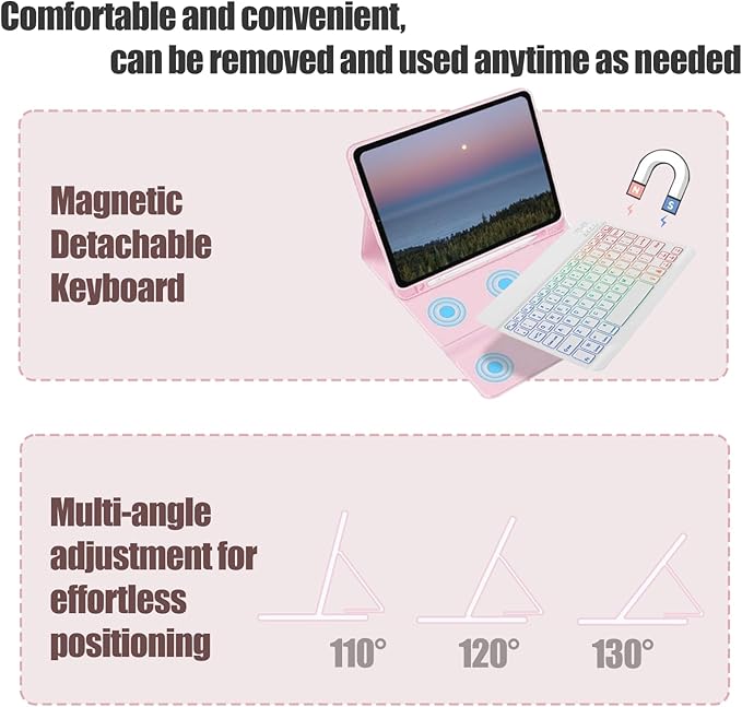 Keyboard Case for Samsung Galaxy Tab S10 FE / S9 FE 10.9 inch/Tab S9 / S8 / S7 - Image 4