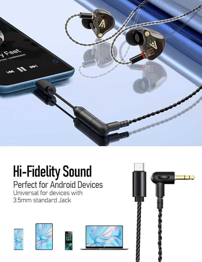 Vibes 201C Wired Earbuds in-Ear Headphones, USB C to 3.5mm Adapter & Braided - Image 5